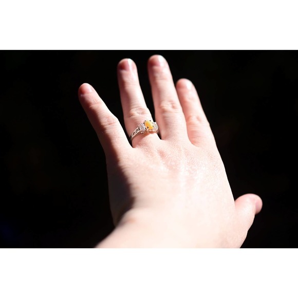 Raw Stone opal ring, rough opal, natural opal size 8 sterling silver - Picture 4 of 5